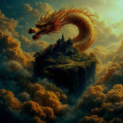 Primary subject: A dragon with a castle on its back.

Setting/background: The dragon is in the sky, with a castle in the background.

Visual style: The image is a digital art or illustration.

Colors and mood: The image has a vibrant and lively atmosphere, with the dragon and castle being the main focus.